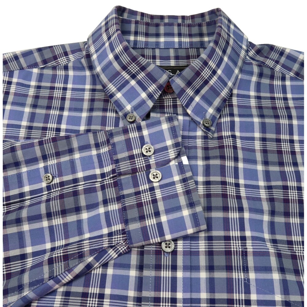 Jos A Bank Traveler Button Down Shirt Traditional Fit  Mens Sz Medium Blue Plaid